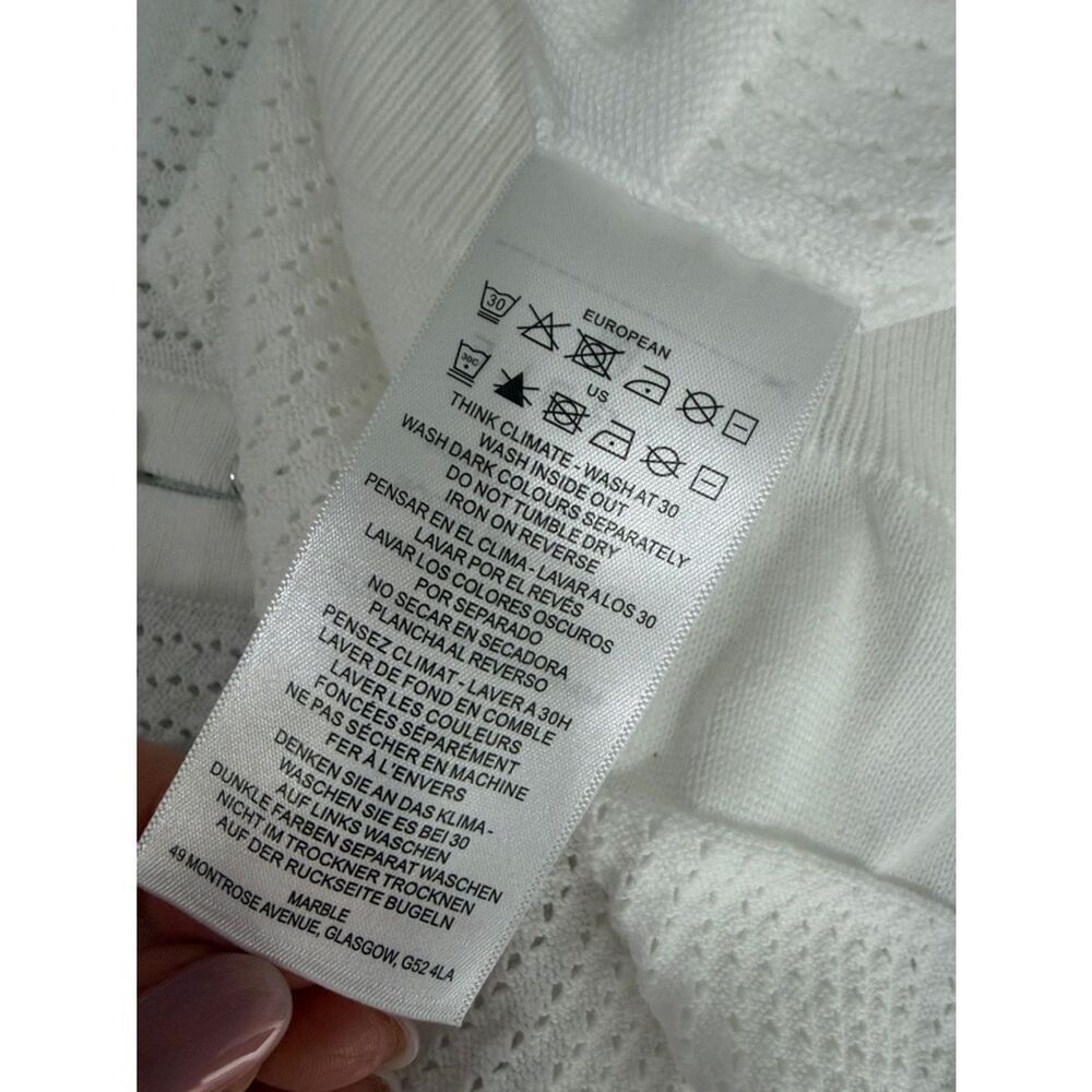 Marble Fashions Scotland White Textured Cotton Collared Knit Sweater Pullover L - Picture 9 of 10